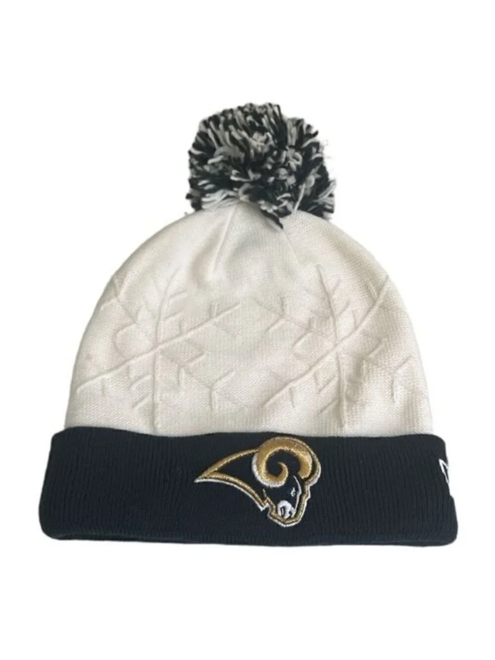 NFL Los Angeles Rams Pom Pom Snowflake Embossed Detail Beanie Hat
